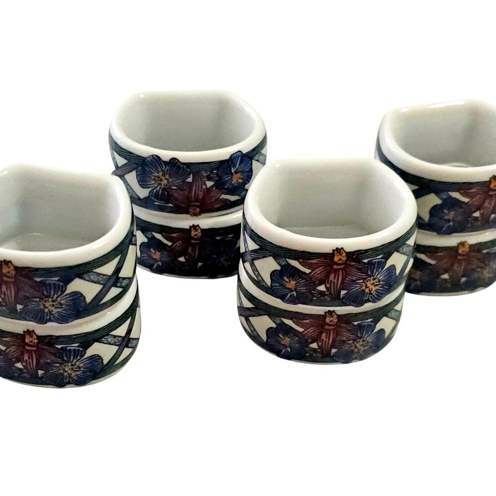 8 Dansk Nordic Garden Napkin Rings 2"designer Victoria Morrison bold style 90s - Picture 2 of 8